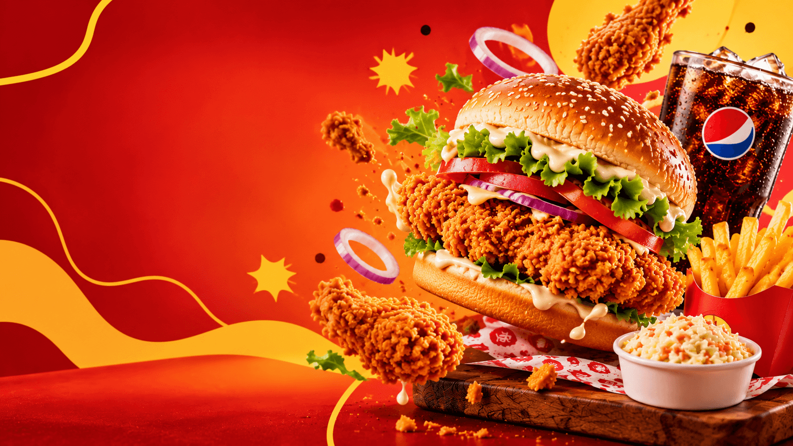 Exploding crispy chicken feast